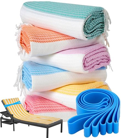 Genovega 6 Packs Turkish Beach Towel Pool Swim Towels Set Bulk Soft Extra Large Sand Free Quick Dry Thin Lightweight Travel Vacation Essentials Cruise Accessories Must Haves Sandless Oversized Dot - color: 6 Multi Dot