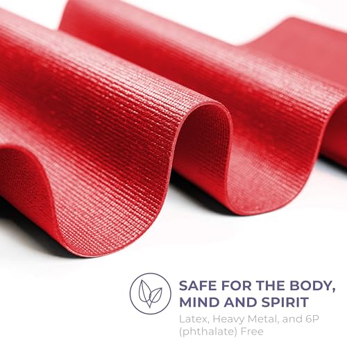 Voyage Yoga Mat, 10 Pack, 72" x 24" Professional Studio and Gym Bulk Yoga Mats, 5mm Thick, Durable, Anti-Tear, Non Slip Fitness and Exercise Mats - color: Red