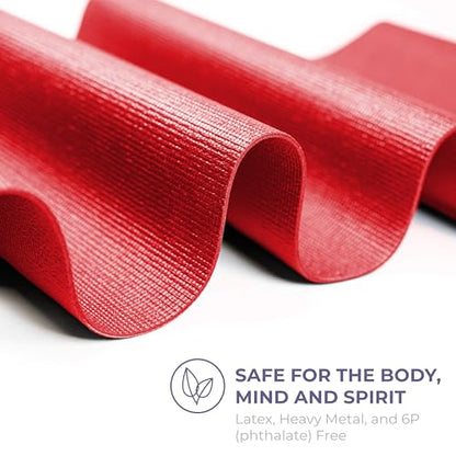 Voyage Yoga Mat, 10 Pack, 72" x 24" Professional Studio and Gym Bulk Yoga Mats, 5mm Thick, Durable, Anti-Tear, Non Slip Fitness and Exercise Mats - color: Red