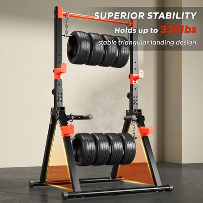 SogesHome Foldable Power Tower Dip Stand Pull Up Bar for Home Gym Exercise - color: Black Red