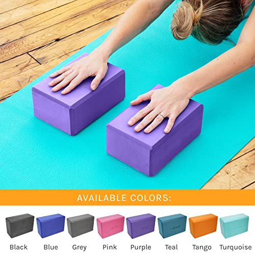 Sol Living Yoga Blocks 2 Pack High Density EVA Foam Yoga Cushion Stretching Pilates Meditation Exercise Equipment Support Deepen Poses Odor Free Non Slip Yoga Accessories - 4" x 6" x 9"- Purple - color: Purple