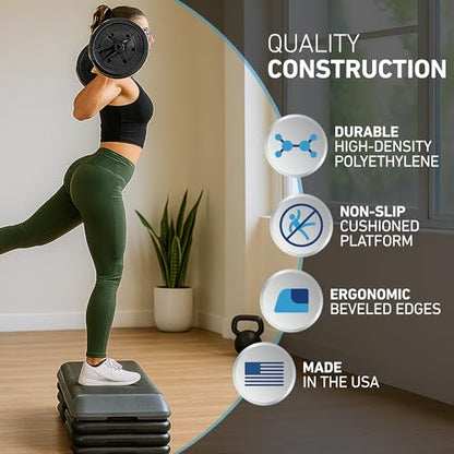 The Step Freestyle Grey Aerobic Platform, Health Club Size Steppers for Exercise