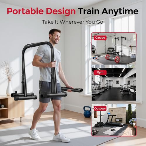 Sportsroyals Adjustable Dip Bar Station, Heavy Duty Parallette & Parallel Bars, 400LBS Stable Dip Stands for Home Gym, Calisthenics & Upper Body Workout Equipment