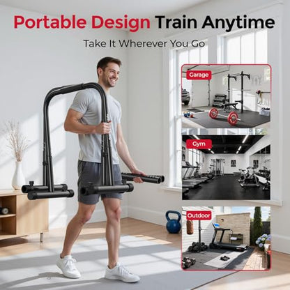 Sportsroyals Adjustable Dip Bar Station, Heavy Duty Parallette & Parallel Bars, 400LBS Stable Dip Stands for Home Gym, Calisthenics & Upper Body Workout Equipment
