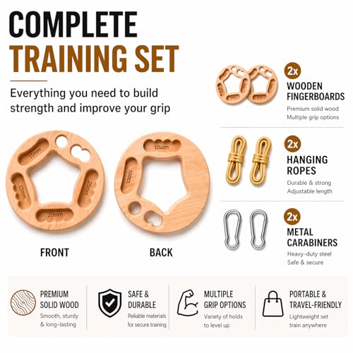 Portable Hangboard for Rock Climbing, 2-Pack Fingerboard Rings