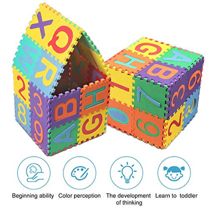 Kangler Kids Foam Puzzle Play Mat 5.9inch x 5.9inch (36-Piece Set) Interlocking EVA Floor Tiles with Alphabet and Numbers
