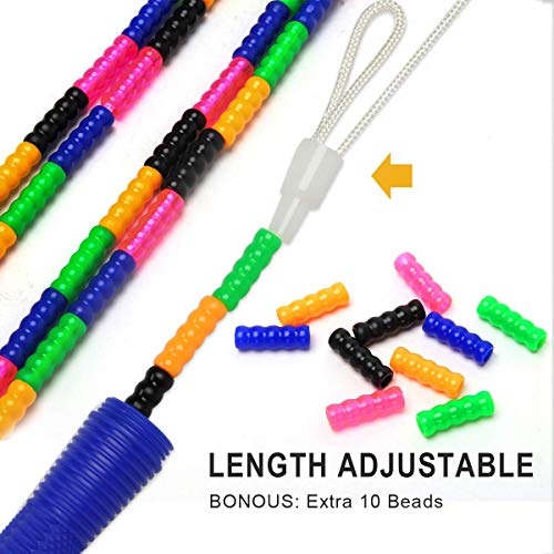 16 FT Long Jump Rope(2 PACK), Double Dutch Jump Ropes, Soft Beaded Skipping for Kids Adults, Plastic Segmented Long Enough for 4-5 Jumpers - color: Blue