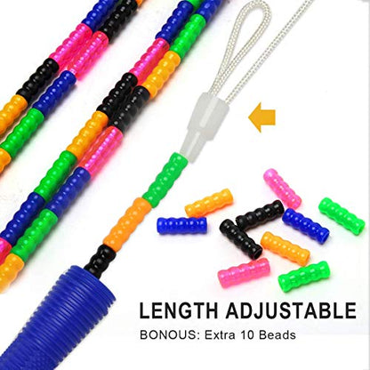 16 FT Long Jump Rope(2 PACK), Double Dutch Jump Ropes, Soft Beaded Skipping for Kids Adults, Plastic Segmented Long Enough for 4-5 Jumpers - color: Blue