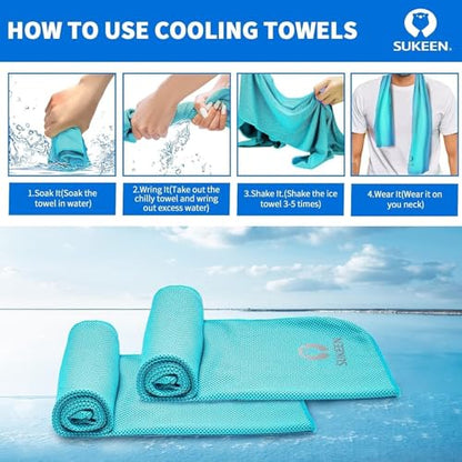 Sukeen Cooling Towel (40"x12"), Soft Breathable Cooling Towels for Neck and Face, Chilly Sweat Towel, Neck Cooling Wraps for Gym, Yoga, Sports, Camping, Hiking - color: Dark Blue/Grey/Pink/Lake Blue/Black/Green/Brown/Purple/Blue/Dark Grey