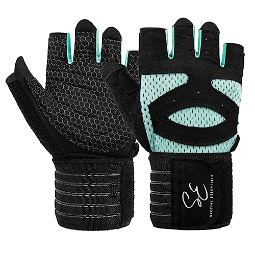 Special Essentials Weight Lifting Gloves for Men & Women – Fingerless Workout Gloves with Non-Slip Grip & Palm Padding for Gym, Training, Cycling & Fitness - color: Teal, size: Medium