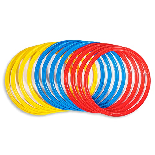Speed & Agility Training Rings - Set of 12 - with Carrycase - by Trademark Innovations - color: Red/Yellow/Blue, size: 12"