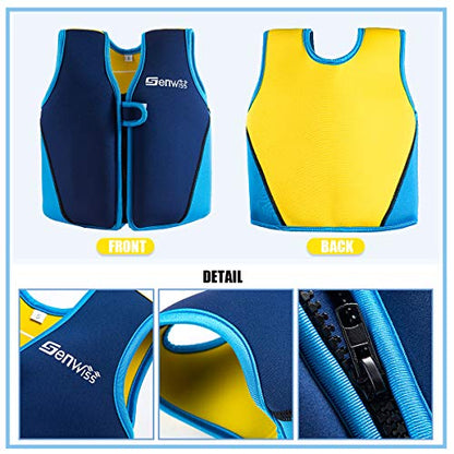 Baby Swim Vest for Toddlers 18 Months to 7 Years - Neoprene Swim Float Vest with Front Zipper, Swim Training Vest for Boys & Girls Learning to Swim in Pool, Blue Pink Small Medium Large