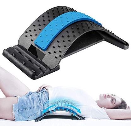 Back Massage Stretcher Lumbar Traction Device for Back Pain Relief & Muscle Tension Relaxation,Orthopedic Back Stretching Device, Acupuncture Massage Kyphosis Correction Pad (Purple)
