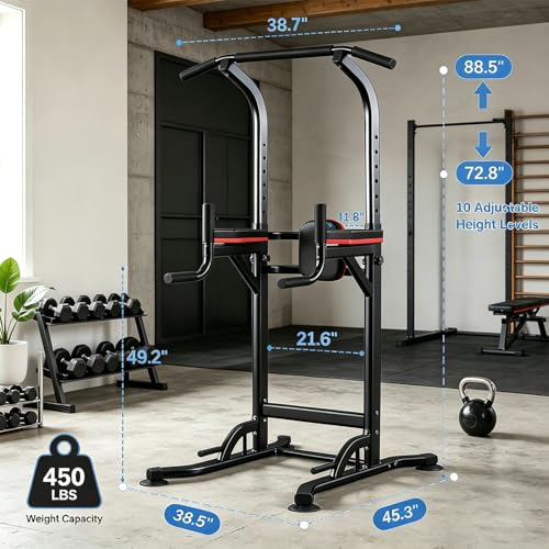 Pull Up Bar, Multifunction Power Tower Dip Bar Station Home Gym Strength Training Workout Equipment for Pull-up Push-up Dips
