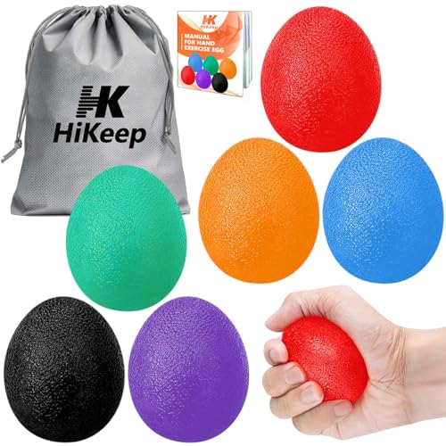 HiKeep Stress Balls for Adults (6 Pack), Stress Ball, Grip Strength Trainer