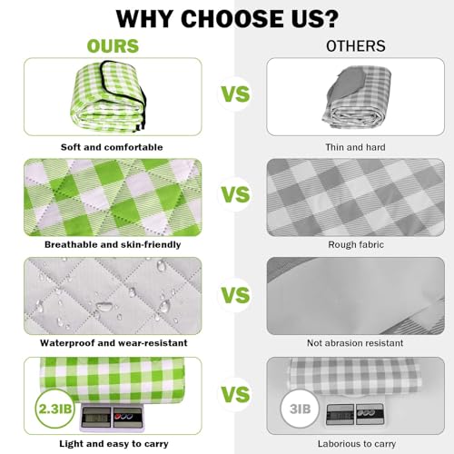 78.7''x78.7'' Extra Large Picnic Beach Blankets Waterproof Green - color: Green