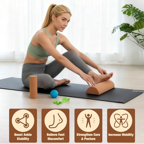 Cork Balance Board - Ankle & Foot Strengthener Kit for Physical Therapy, Plantar Fasciitis Recovery, Core Stability, Enhanced Foot Function, Mobility and Prevent Falls | Balance Trainer