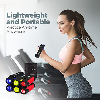 Logest Soft Hand Weights - Adjustable Neoprene Dumbbells (1LB, 2LB, 3LB, 4LB) - Red, Yellow, Blue, Purple - Velcro Straps - Weight Training, Walking, Jogging, Aerobics, Yoga - color: Yellow,Blue,Purple, size: 2LB 3LB 4LB Set
