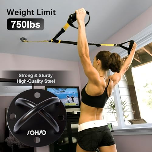 Wall Ceiling Mount Bracket for Suspension Straps, Aerial Yoga Swing & Hammock, Gymnastic Rings, Boxing Punching Bags, Body Strength Gym Equipment and Battle Ropes - color: BK-2
