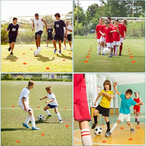 Poly Spots 4 Inch & 9 Inch Non-Slip Flat Cones Spot Markers for Gym Floor - style: Orange 24 Pcs 4inch