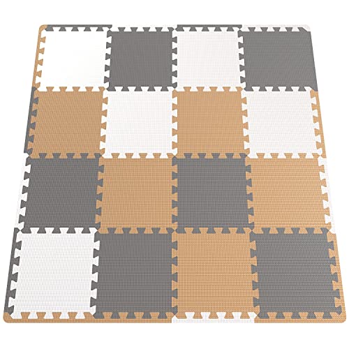 Angels Soft Foam Baby Play Mats Tiles 32 pcs Set covers over 46x46- Playmat Multi Use, Create & Build A Safe Area Interlocking Jigsaw Puzzle eva Non-Toxic Floor for Toddler Infant Kids Toy Room & Yard