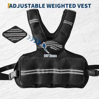 Adjustable Weighted Vest, Neoprene Weight Vest for Jogging,Walking, Running with Reflective Strips and Mesh Pockets