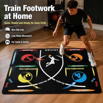 Portable Basketball Training Mat - Agile Stepping Training mat, designed for all ages with anti slip and silent features to improve speed, strength, and coordination | Indoor/Outdoor Practice mat with Portable Bag