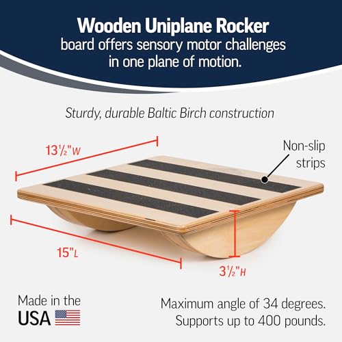 OPTP Original Wooden Uniplane Rocker Board - Professional Quality Balance Board and Stability Trainer - Ideal Ankle Strengthener Rehabilitation Tool