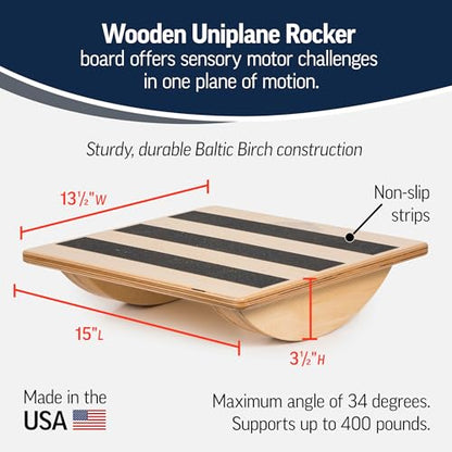 OPTP Original Wooden Uniplane Rocker Board - Professional Quality Balance Board and Stability Trainer - Ideal Ankle Strengthener Rehabilitation Tool