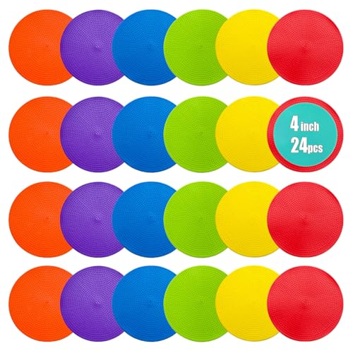 Rubber Spots Spot Markers 4 Inch & 9 Inch Multicolor Floor Dots - style: 4inch 24pcs 6colors