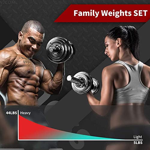 Generic Adjustable Dumbbell Set 44lbs Home Gym Cast Iron Barbell Sets with Carry Box, Office Bedroom Workout Dumbbells for Men, Women, Sold as A Pair., Silver