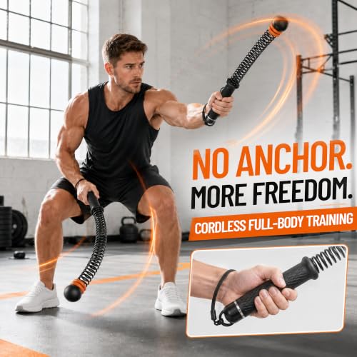 2-Pack Cordless Battle Ropes with Adjustable Weights, 3 lbs Total (1.5 lbs Each) Weighted Ropeless Training Ropes for Home Gym & Apartment, Silent Indoor HIIT Workout Equipment for Men & Women