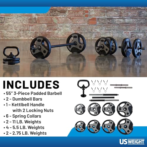 US Weight Weight Set for Home Gym - Barbell, Curl Bar or Multi-Use Options - Various Weight Options