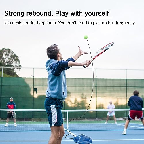Q&F Tech Tennis Trainer Rebound Ball Set, Solo Practice Reaction Kit/Ball, Portable Self Training Tool/Device, for Beginners/Adults - 1base+2balls