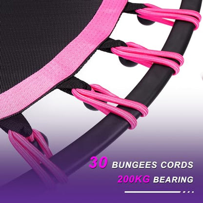 350lbs Rebounder Mini Trampoline for Adult, Indoor Small Trampoline for Exercise Workout Fitness, Upgrade Design Bungee Trampoline for Safer Quieter Bounce [40 Inches]