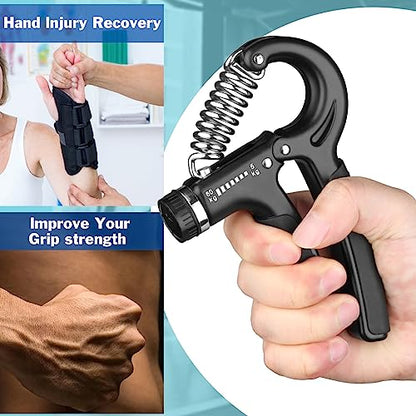 AIXPI Grip Strength Trainer, Hand Grip Exerciser Strengthener with Adjustable Resistance 11-132 Lbs (5-60kg), Forearm Strengthener, Hand Exerciser for Muscle Building and Injury Recover 1 PACK - color: Black