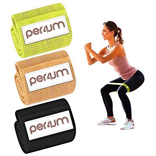 Fabric Booty Bands for Women - Resistance Set of 3 Light Medium Heavy - Non-Slip Exercise Bands for Butt Legs and Glutes Workout with Travel Bag