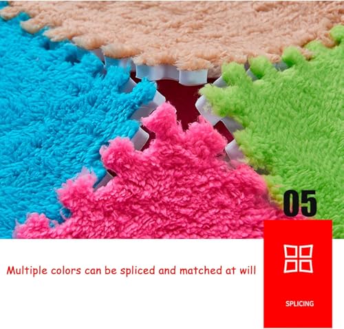 12 Pieces Thickened Plush Foam Interlocking Floor Mat,Fluffy Square Foam Tiles with 12 Edgings,Soft Anti-Slip Puzzle Area Rug Playmat for Bedroom,12X12inch,12 Tiles/11.6 Sq.Ft,Rose - color: Rose