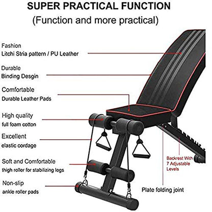 Weight Bench Adjustable Foldable Compact Workout Bench for Home Gym Multifunctional Bench Press Full Body Workout Equipment for Strength Training