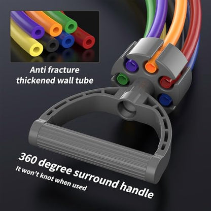 Resistance Bands Set 17 Piece - Exercise Tubes with Handles, Door Anchor, Ankle Straps & Carry Bag - Home Workouts & Muscle Toning