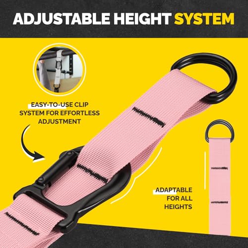 Pull Up Assistance Bands - 4 Heavy Duty Pull Up Bands with Adjustable Strap and Foot Rest - Stackable Pull Up Assist Band Set for Pull Up Bar - Resistance Bands for Pull Ups Chin Ups Strength Training - color: Pink