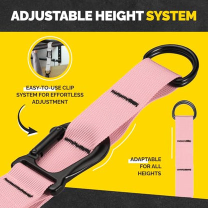 Pull Up Assistance Bands - 4 Heavy Duty Pull Up Bands with Adjustable Strap and Foot Rest - Stackable Pull Up Assist Band Set for Pull Up Bar - Resistance Bands for Pull Ups Chin Ups Strength Training - color: Pink