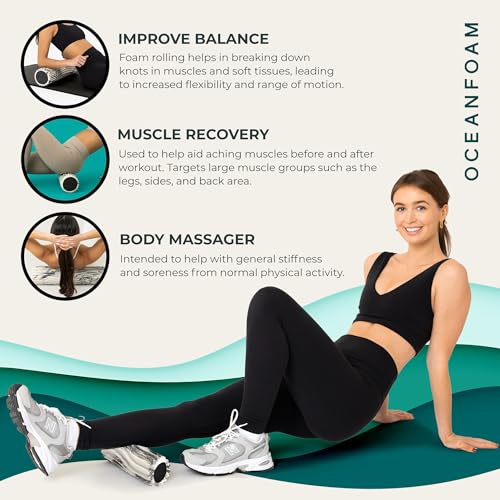 Oceanfoam Ripple Small Foam Roller for Physical Therapy (Natural Marbled) - color: Black Marbled