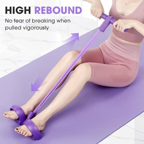6 Tube Pedal Resistance Band Device, Foot Pedal Resistance Band with Handle, Multifunction Pilates Bar Kit Exercise Accessories Home Workout Equipment for Women Gym Arm Waist Leg Training