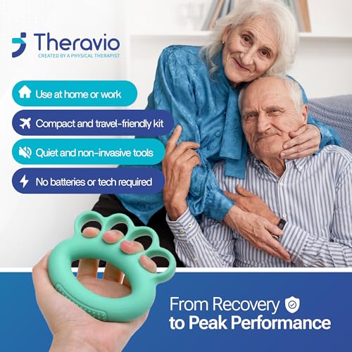 Hand Therapy Equipment for Rehabilitation and Recovery – Hand Therapy Kit with Grip Strength Trainer, Finger Strengthener & Exercise Balls for Arthritis, Carpal Tunnel and Physical Therapy by Theravio - size: Theravio Kit