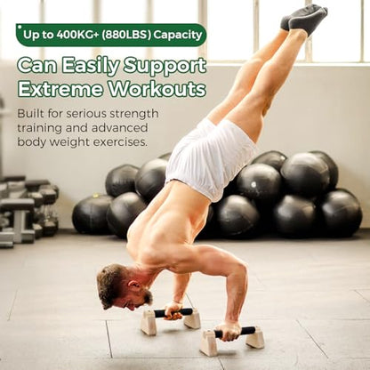 Wooden Parallettes Bars & Push Up Bars – Premium Handstand Training Push Up Handles, Non-Slip Calisthenics Equipment for Men & Women, Perfect Home Gym Fitness Tool for Strength & Balance - size: 30CM