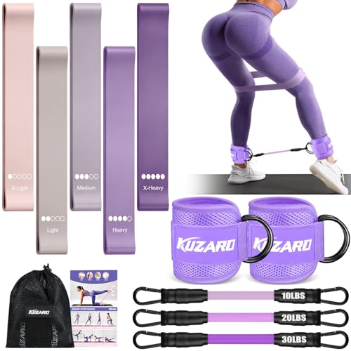 Ankle Resistance Bands with Cuffs, Resistance Bands Set for Working Out, Leg and Glute Exercise Bands – Home Gym Workout Equipment for Women, Booty Building, Pilates, Rehab, Physical Therapy - color: Purple