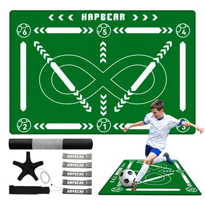 HAPBEAR Soccer Training Mat - 0.2" Thickened Professional Footwork & Ball Mastery Equipment - Anti-Slip Silent Football Practice Mat for Home & Gym - All Ages Speed Agility Trainer