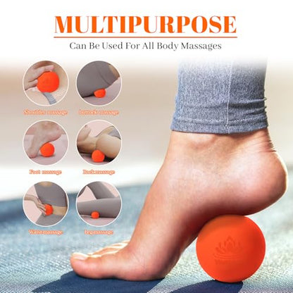 Physical Yoga Balls Massage Lacrosse Balls for Myofascial Release, Trigger Point Therapy, Muscle Soreness Deep Tissue Massage Balls Physical Therapy Equipment(2 Pack,Blue and Orange)