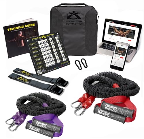 Crossover Symmetry Shoulder System Includes Two Sets of Resistance Bands Attachments Training Guide Exercise Chart Online Workouts for Home Fitness Rehab Rotator Cuff Exercises